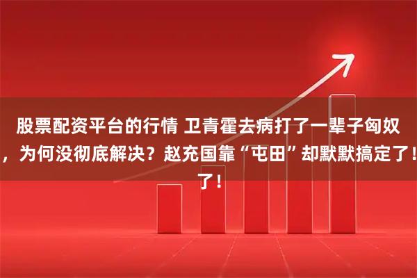 股票配资平台的行情 卫青霍去病打了一辈子匈奴，为何没彻底解决？赵充国靠“屯田”却默默搞定了！