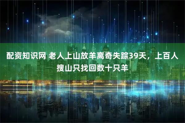 配资知识网 老人上山放羊离奇失踪39天，上百人搜山只找回数十只羊